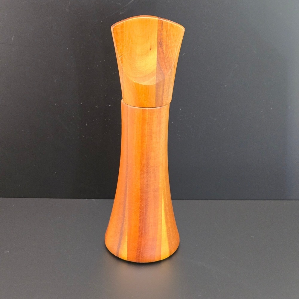 Nambe‎ Wood Pepper Mill Grinder 10 Inch Tall Mid Century Modern Sculptural Brown